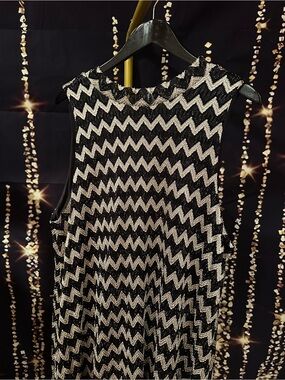 Girls Black and Silver Zigzag Party Dress